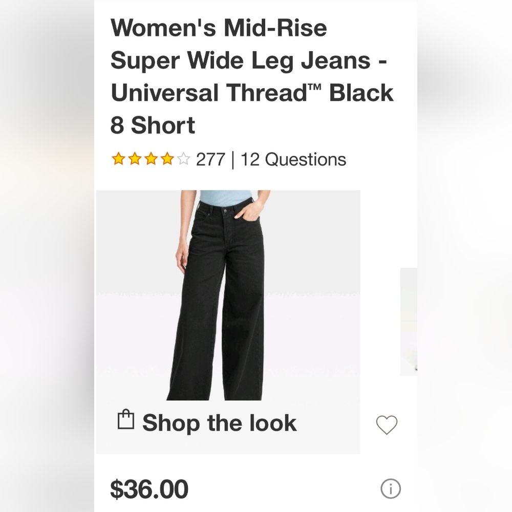 Universal Thread Women's Black Super Wide Leg Jeans